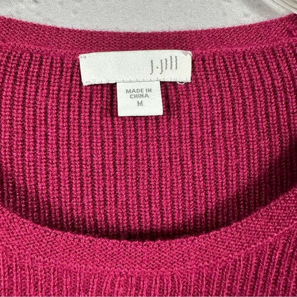 J. Jill Side Slit Wool Blend Tunic Sweater 3/4 Sleeves Longer Length Burgundy M - Picture 3 of 6